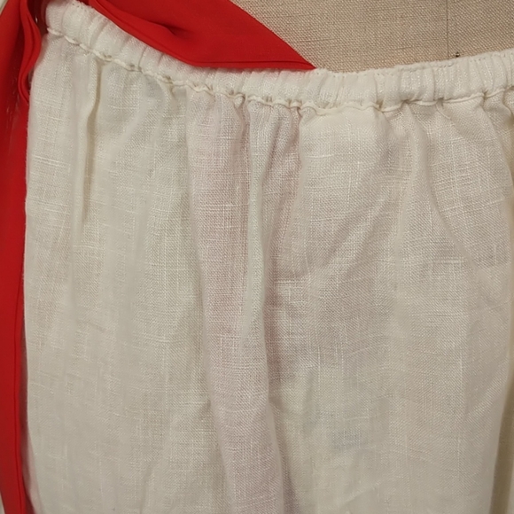 Linen Maxi Skirt Ivory White Whitewash Gubbio M - Picture 7 of 12